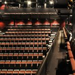 Dorfman Theatre seating as viewed from the left side circle, in steep rake configuration