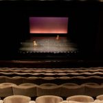 Lyttelton auditorium view of the stage with two ladder-backed chairs