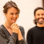 Mackenzie Davis and Assaad Bouab in rehearsal for Phaedra at the National Theatre.