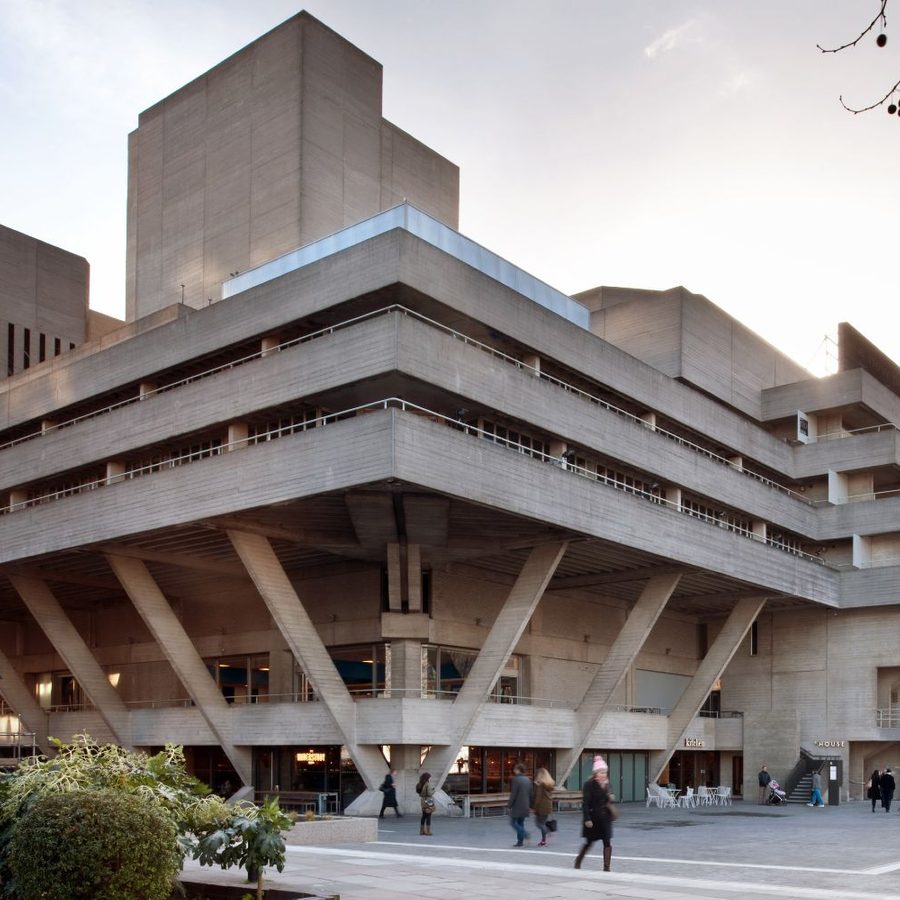 National-Theatre-building from the north-east in winter with people walking past