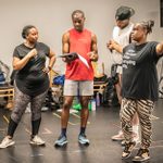 Rebecca Bernice Amissah, Eddie Elliott, Yeukayi Ushe and Sharlene Hector rehearsing a scene for A Strange Loop.