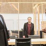 The Lehman Trilogy rehearsal photo with Nigel Lindsay, Hadley Fraser and Michael Balogun