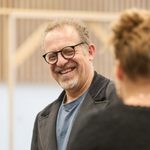 The Lehman Trilogy rehearsal photo with Nigel Lindsay and Zoé Ford Burnett